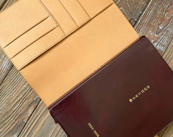 Premium Leather 5 Year Planner Cover A5 A6 Hobonichi Sterling Ink Veg Tan Leather Journal Cover Minimal Luxury, 029