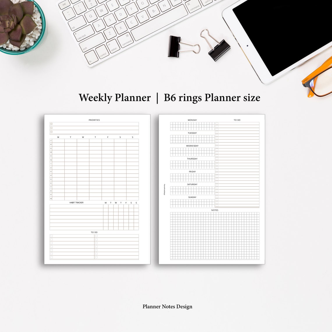 Weekly Planner B6 planner size To Do List Daily Planner Etsy