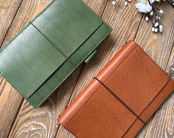 Veg tan leather cover for Common Planner Notebook from SterlingInk, B6 slim, Standard N1, Weeks N2, Pocket, Passport, Travelers Notebook 025