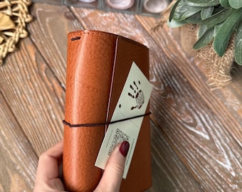 Planner Front cover, Trifold leather journal, Refillable journal, 034