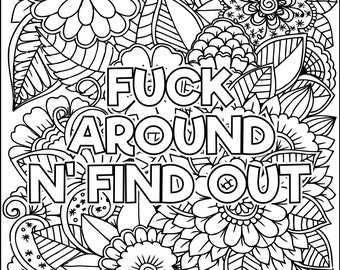 Adult Coloring Pages, Digital Coloring Book, Pdf Printable Coloring Book swear coloring book, DIGITAL DOWNLOAD PDF