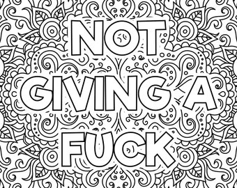 Adult Swear Word Coloring Pages, Adult coloring book with swear words 8 pages, DIGITAL DOWNLOAD PDF