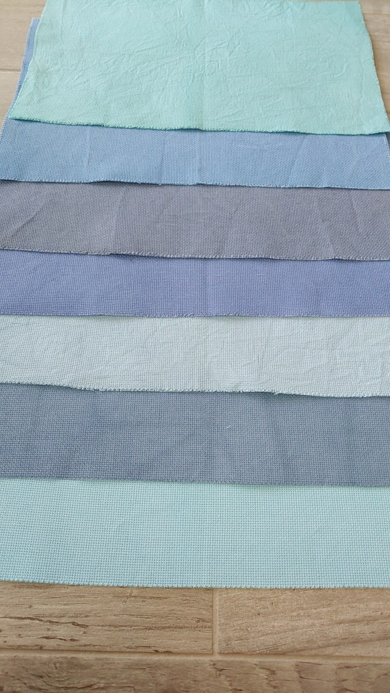 Blue Aida Cloth 14 and 16 Count Hand Dyed Cross Stitch Etsy