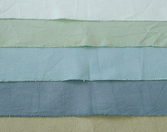 Tissu Aida vert, 14 et 16 comptes, teint à la main, tissu de point de croix, tissu de broderie