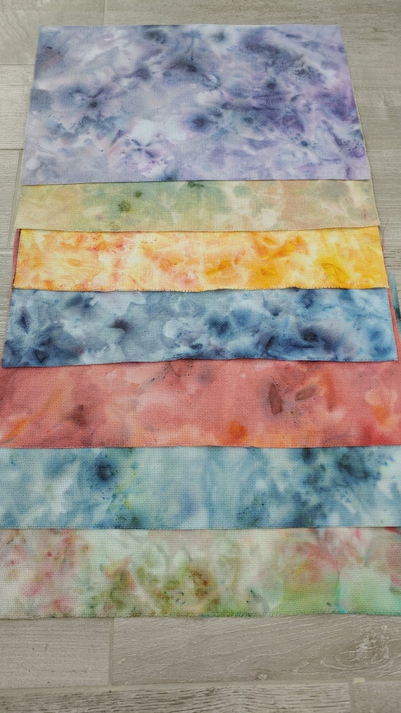 Aida Cloth, 14 and 16 Count, Hand Dyed, Cross Stitch Fabric, Embroidery Fabric
