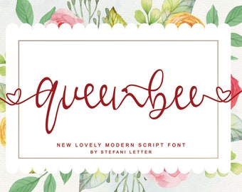 Queenbee Signature, Digital font, Signature font, Logo Font, beautiful font, Wedding Font, handwritting font, business font, script font