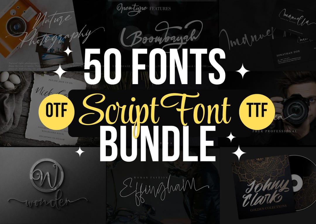 50 Elegant Script Fonts: Handwritten Calligraphy (OTF TTF) - Etsy