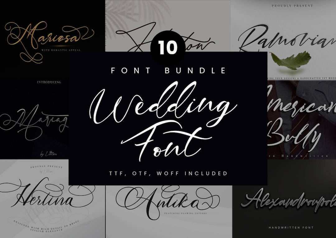 Wedding Script Font Bundle: 10 Modern Calligraphy Fonts (TTF, OTF) - Etsy