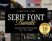 20 Elegant Serif Font Bundle, Fonts for Branding, Logo, Magazine, Wedding, OTF TTF