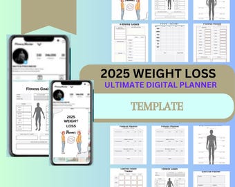 2025 Weight Loss Planner Bundle | Printable Weight Loss Tracker | Meal & Exercise Planner | Goal Setting Journal | Fitness