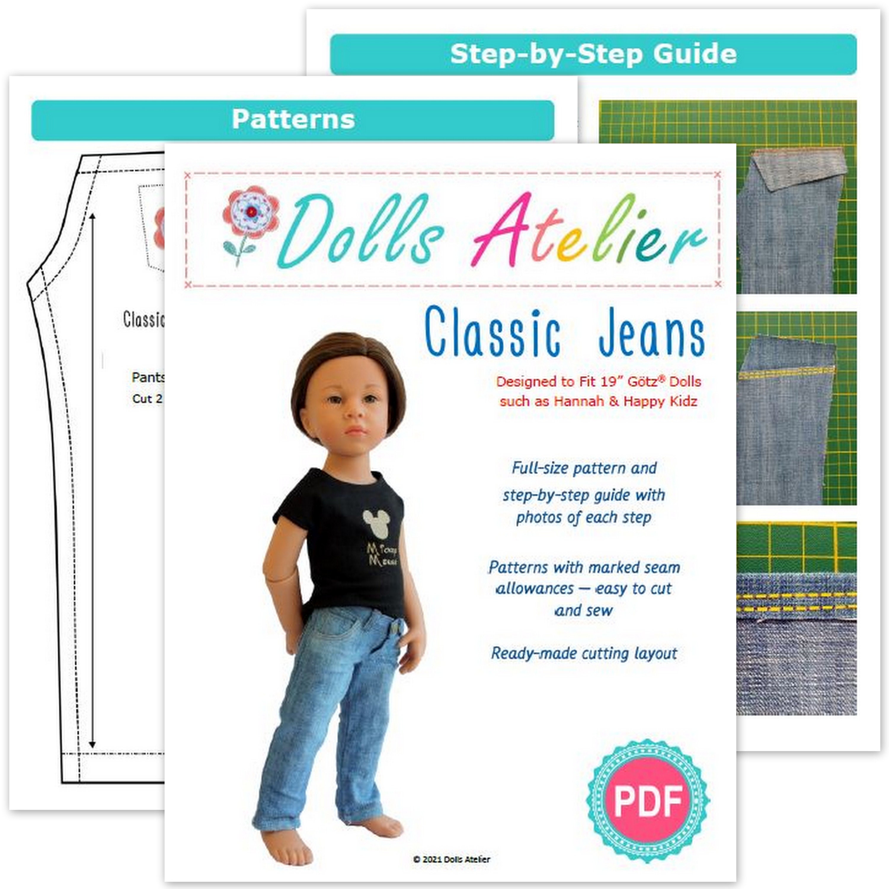 Classic Jeans Doll Clothes Pattern Designed to Fit 19 Inch Etsy