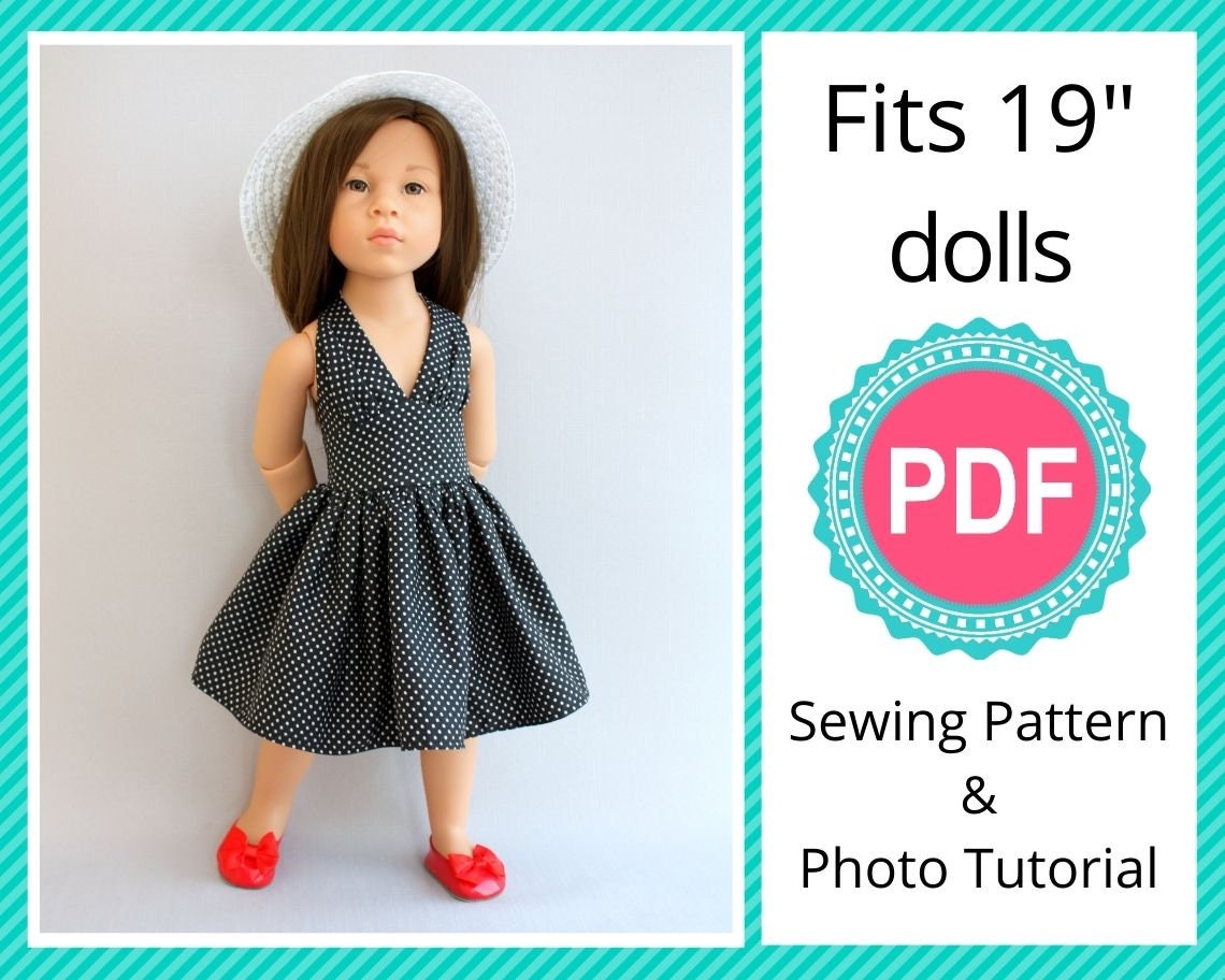 Halter Dress Doll Clothes Pattern Designed to Fit 19 Inch Gotz® Dolls…