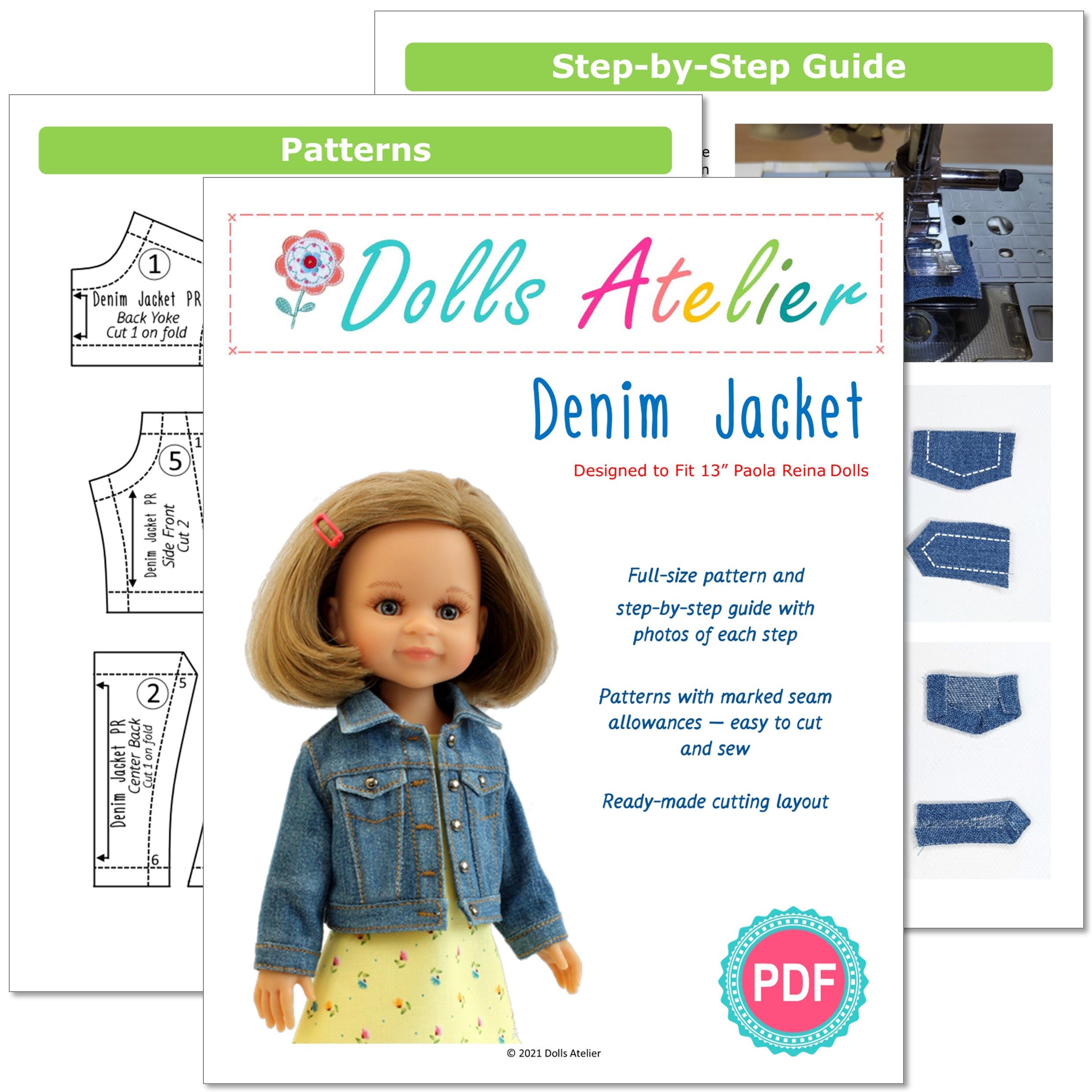 Denim Jacket Doll Clothes Pattern Designed to Fit 13 Dolls | Etsy