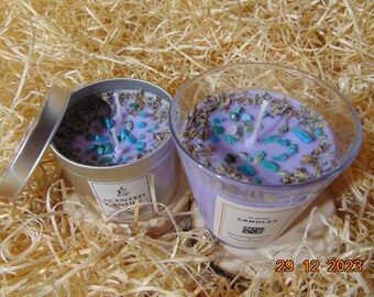 Natural Lavender Scented Soy Candles + Tyrkenite - 2 x 6 oz