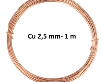 Kale koperen ronde draad | Doodzacht (2,5 mm) | 1 meter
