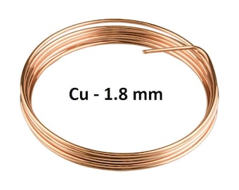 Kale koperen ronde draad | Doodzacht (1,8 mm) | 2 meter