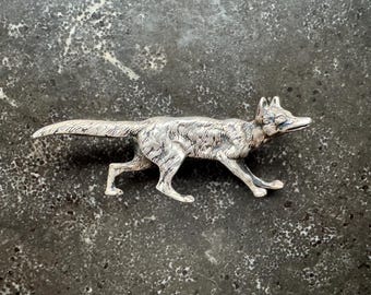 Figura coleccionable de zorro plateado alemán antiguo