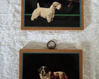 Dos cuadros decorativos de perros en miniatura, juego de 2