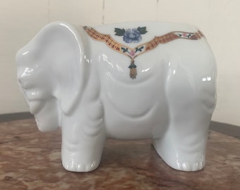 vintage Elizabeth Arden Chinoiserie Collection Porcelaine Elephant Planter ou Trinket Box