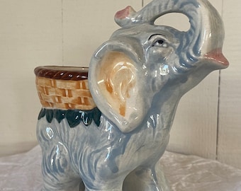 Jardinera de elefante de cerámica vintage hecha en Japón