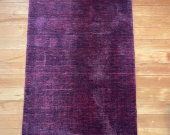 2’ x 5’ Hand-Knotted Wool Burgundy Indo-Persian Gabbeh Rug