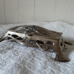 Antique Art Nouveau Silver Plated Stamp Box Collectible