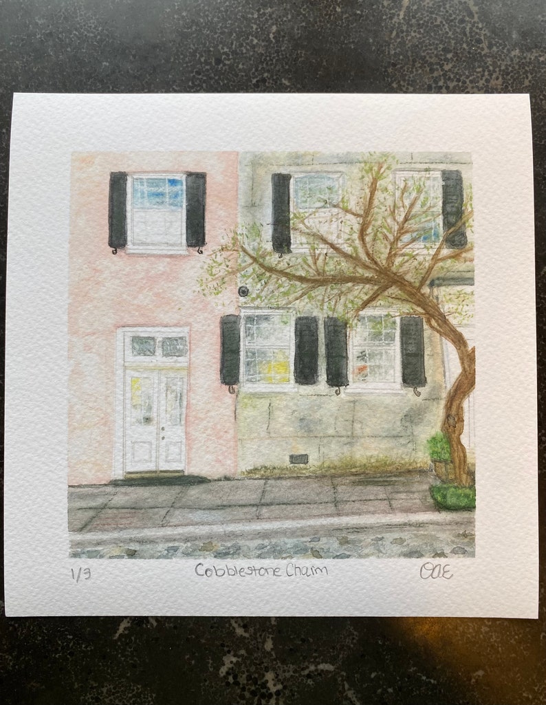Charleston Row Houses Original Watercolor Limited Edition Art Print image 3