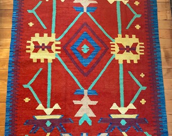 Alfombra de área de tejido plano kilim tribal afgano tejido a mano, 3'11 "x 5'9"