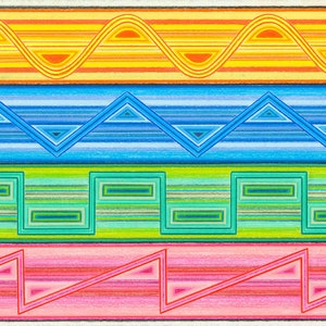 Waves - colored pencil drawing print