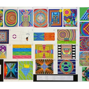 23 Postkarten Set Buntstiftzeichnungen