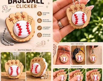 Baseball Glove Clicker Keychain | Baseball Fidget Clicker | 3D Printed Baseball Gift | Sports Keychain | Sensory Clicker | Baseball Team Gif