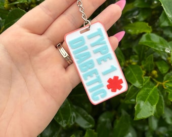 Noodsleutelhanger diabetes type 1 | Veiligheidstag voor medische waarschuwing