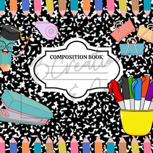 Cuaderno de composición personalizado / Editable / PNG / Descarga digital