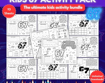 6 7 meme activity sheets for kids printable activity bundle fun kids activity pack coloring pages 67 birthday activity book party favor