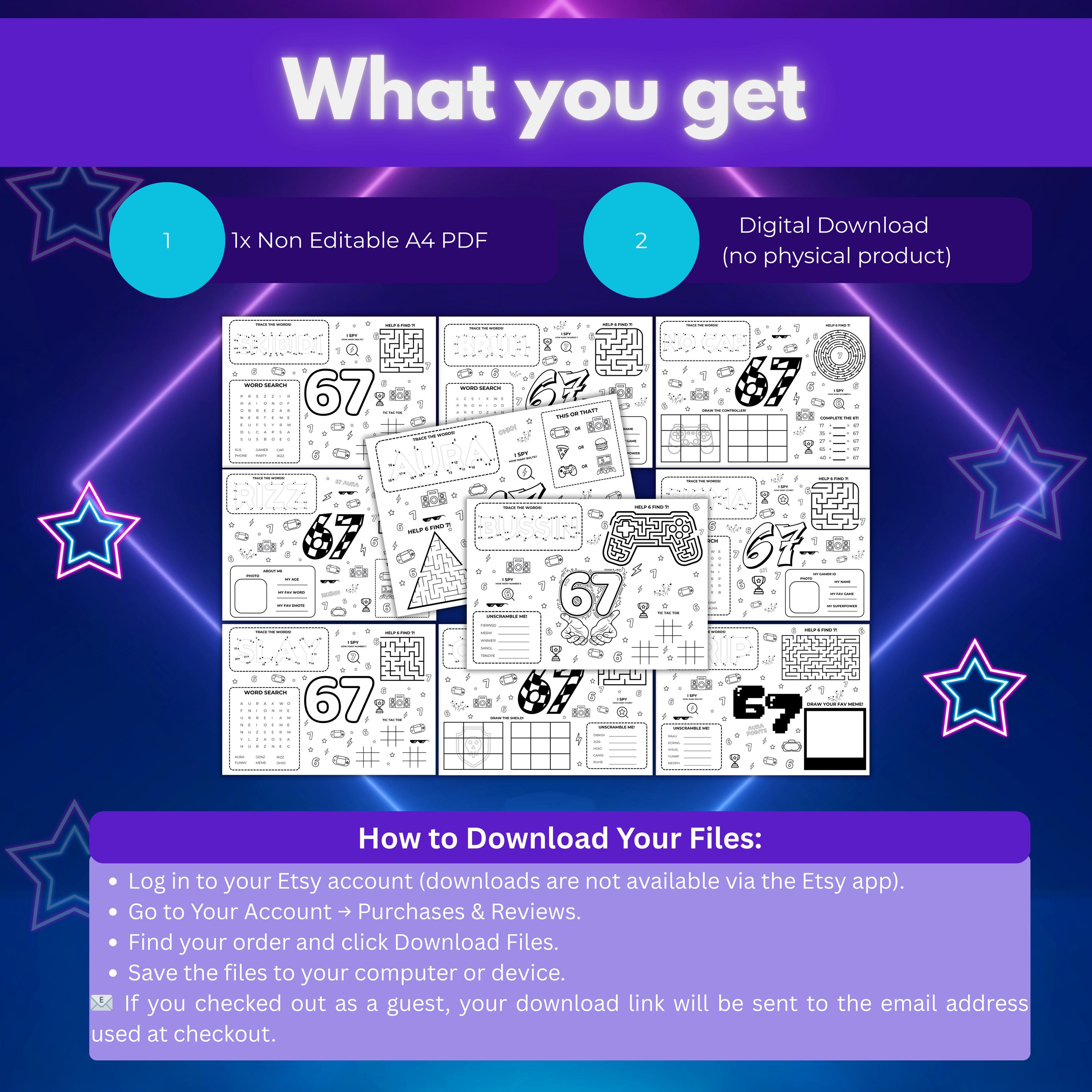 6 7 Meme Activity Sheets for Kids Printable Activity Bundle Fun Kids ...