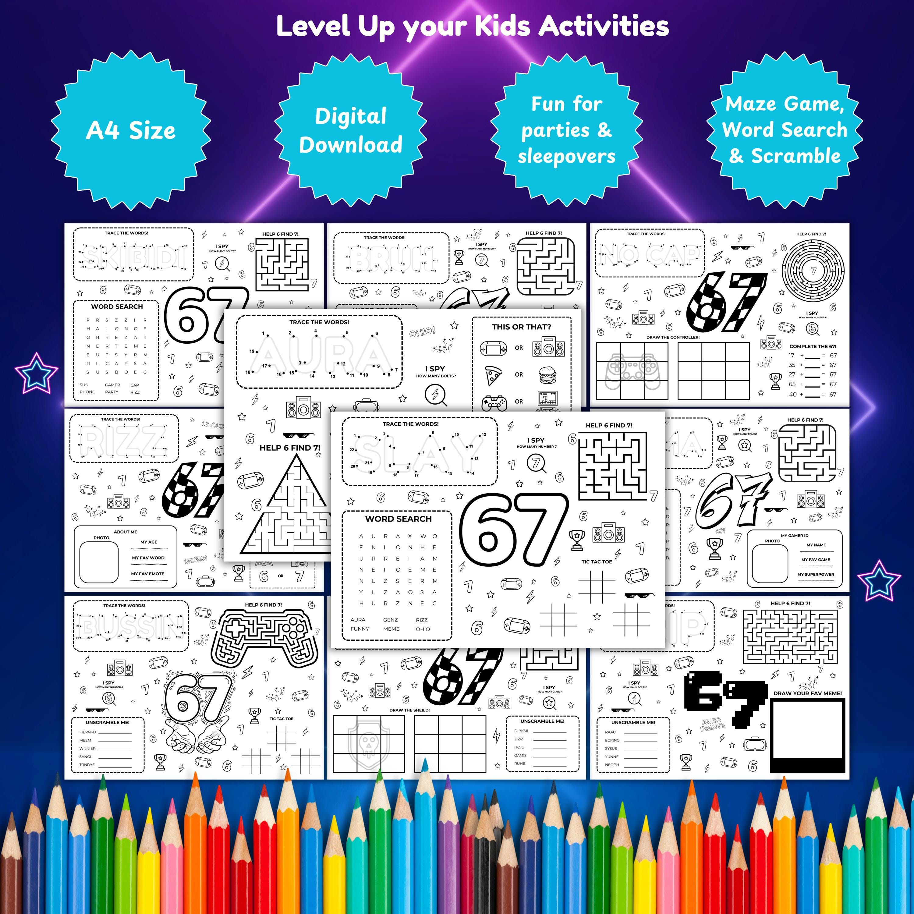 6 7 Meme Activity Sheets for Kids Printable Activity Bundle Fun Kids ...