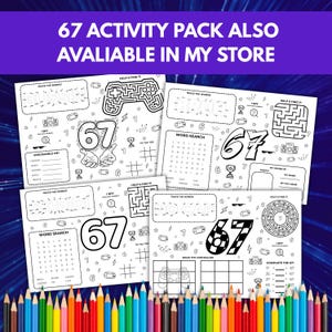 67 Kids Activity Sheet | Funny 6 7 Birthday Activity | Kids Party Favour Idea | Six Seven Meme Birthday Party Activity | Instant Download image 3