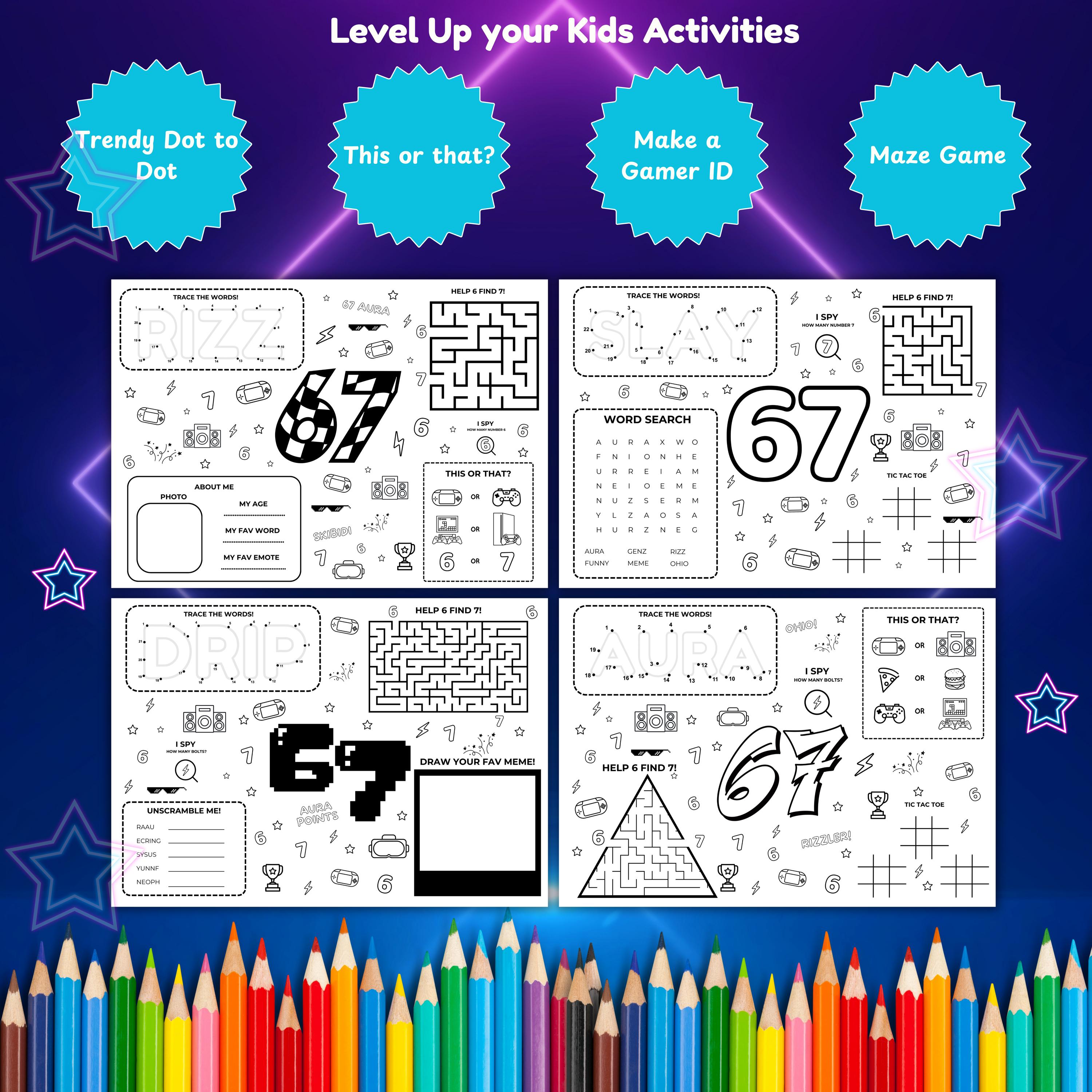 6 7 Meme Activity Sheets for Kids Printable Activity Bundle Fun Kids ...