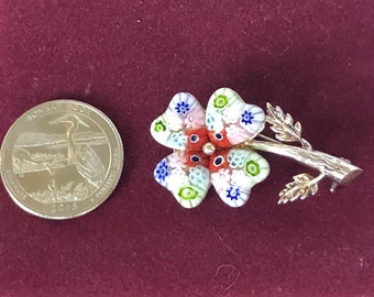 Vintage Millefiori Shamrock Pin/Brooch for St. Patrick’s Day