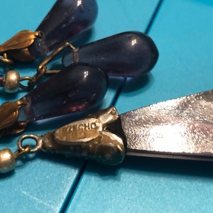Beautiful Bird-Themed Antique Brass and Purple Glass 1920s Czech Necklace image 10