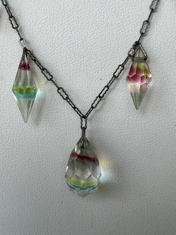 Exquisite Iris Glass Prism and Chain Necklace