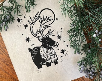 Prancer - Reindeer Handmade Block Print