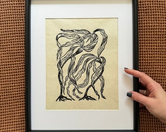 Bull Kelp Study - Handmade Block Print