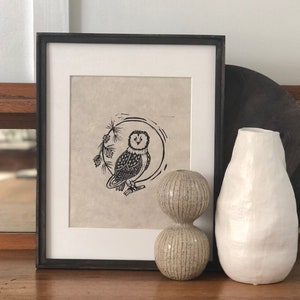 Barn Owl - Bird Handmade Block Print