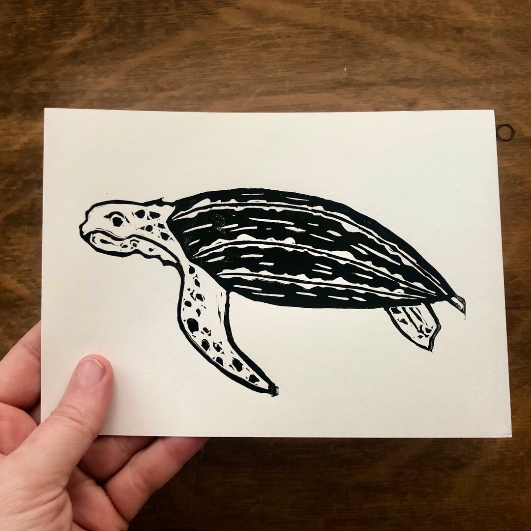 Sea Turtle IV - Leatherback Handmade Block Print - Etsy