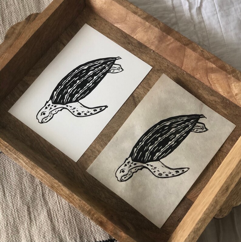 Sea Turtle IV - Leatherback Handmade Block Print - Etsy