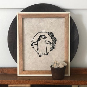 Chinstrap Penguin - Bird Handmade Block Print