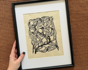 Giant Kelp Study - Handmade Block Print