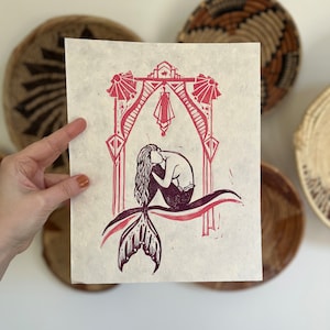 Lost in Thought - Mermaid Handmade Block Print