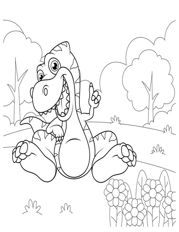 Dinosaur Themed Coloring Pages 50 Pages | Etsy